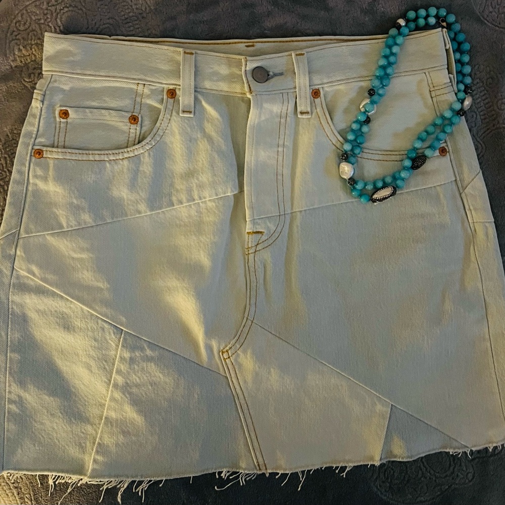 Levi's Cream Patchwork Mini Skirt